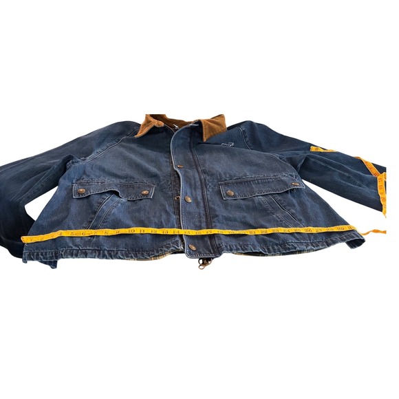 Polo Ralph Lauren Denim Barn Jacket XL Blue Plaid Flannel Lined Corduroy Collar - Picture 13 of 16